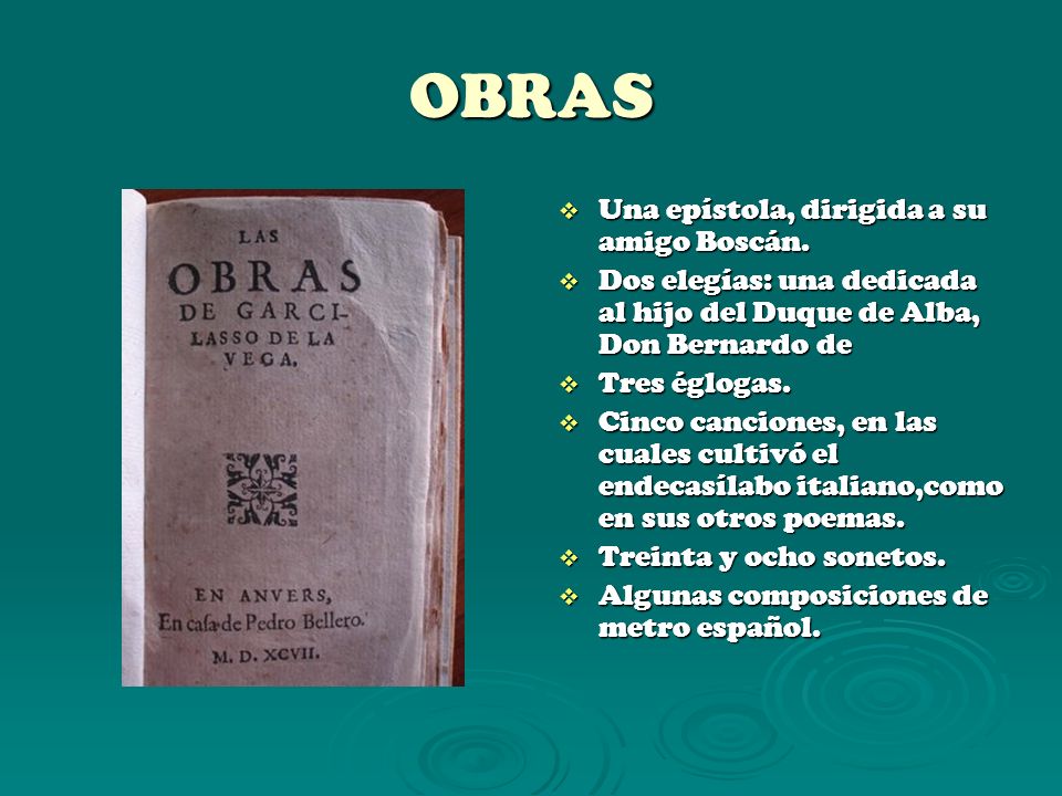 OBRAS Una epístola, dirigida a su amigo Boscán.