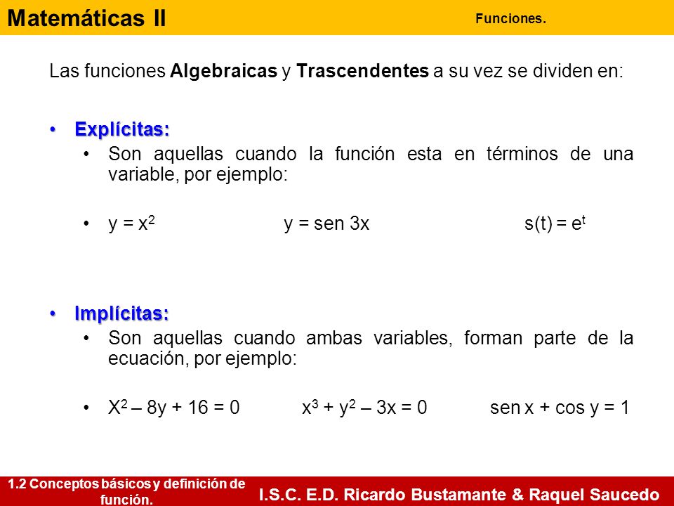 1.2 Conceptos básicos y definición de función.