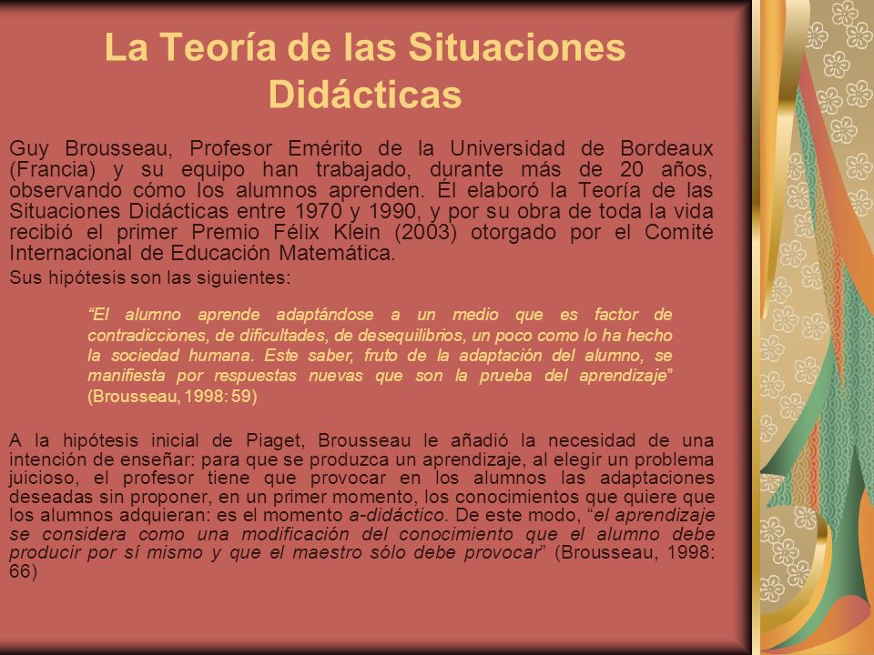 La Teoría de las Situaciones Didácticas
