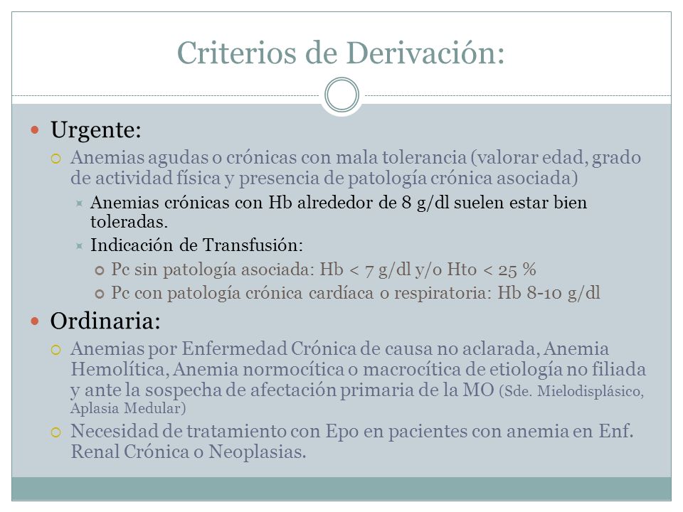 Criterios de Derivación:
