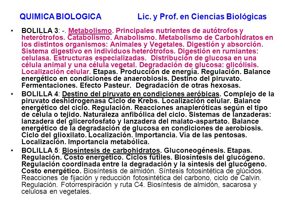 QUIMICA BIOLOGICA Lic. y Prof. en Ciencias Biológicas