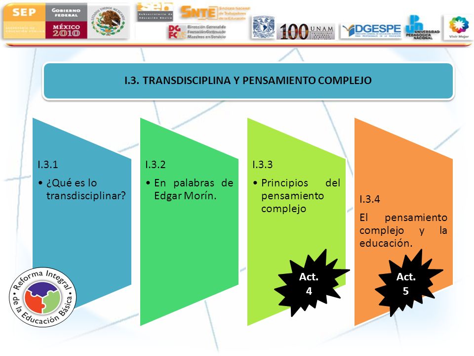 I.3. TRANSDISCIPLINA Y PENSAMIENTO COMPLEJO
