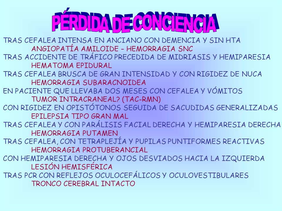 PÉRDIDA DE CONCIENCIA TRAS CEFALEA INTENSA EN ANCIANO CON DEMENCIA Y SIN HTA. ANGIOPATÍA AMILOIDE – HEMORRAGIA SNC.
