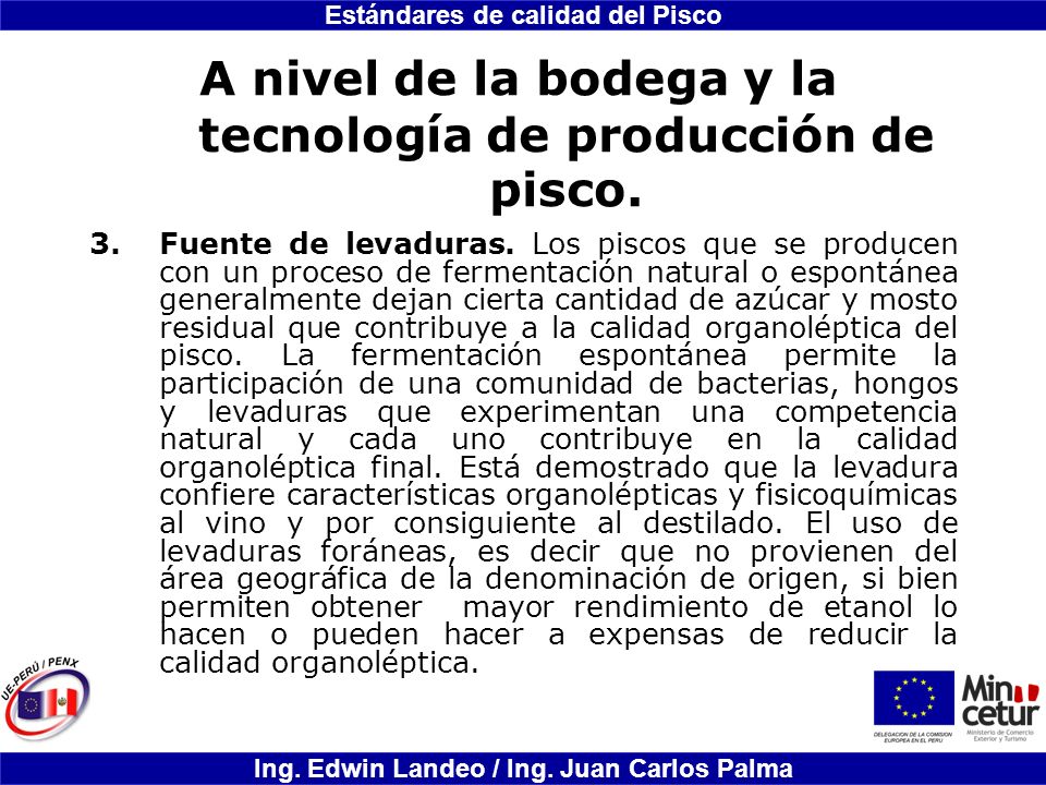 A nivel de la bodega y la tecnología de producción de pisco.