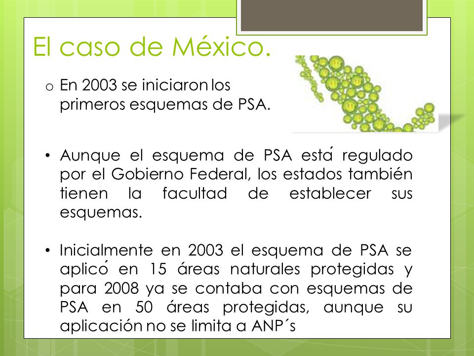 El caso de México. En 2003 se iniciaron los primeros esquemas de PSA.