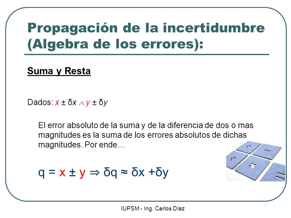Propagación de la incertidumbre (Algebra de los errores):