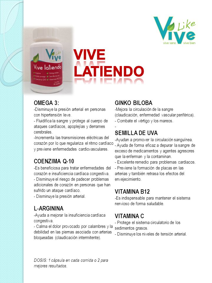 VIVE LATIENDO OMEGA 3: GINKO BILOBA COENZIMA Q-10 VITAMINA B12