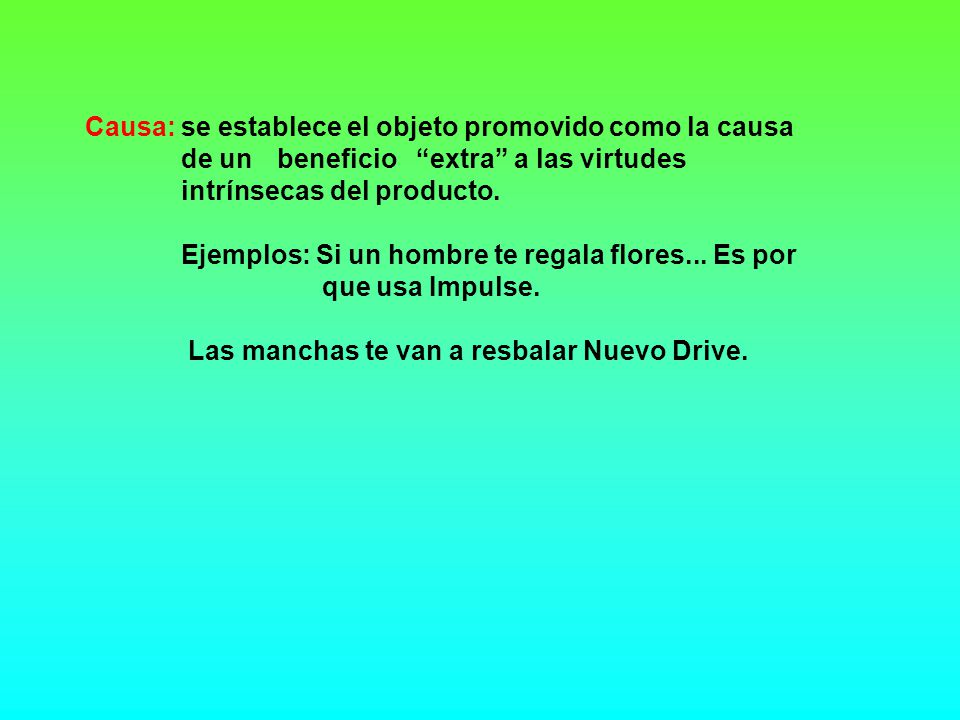 Causa:. se establece el objeto promovido como la causa. de un