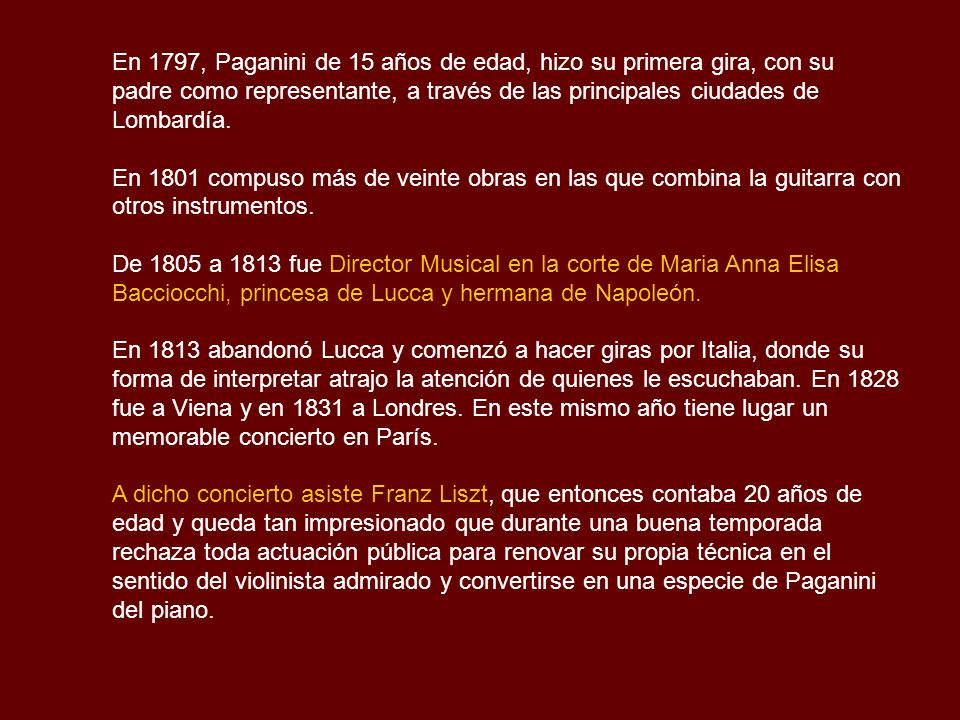 En 1797, Paganini de 15 años de edad, hizo su primera gira, con su padre como representante, a través de las principales ciudades de Lombardía.