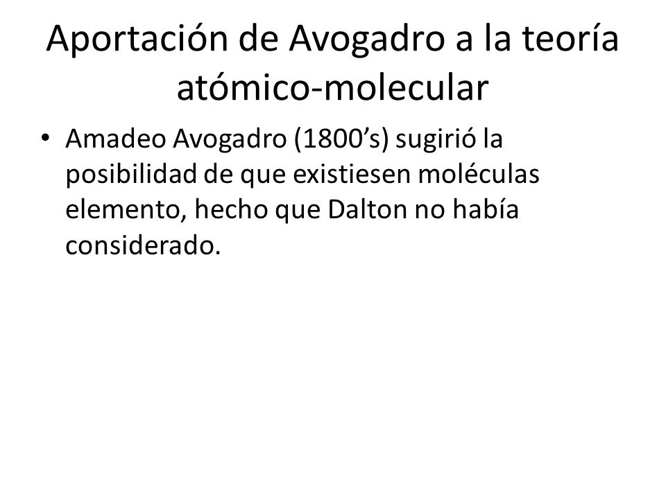 Aportación de Avogadro a la teoría atómico-molecular