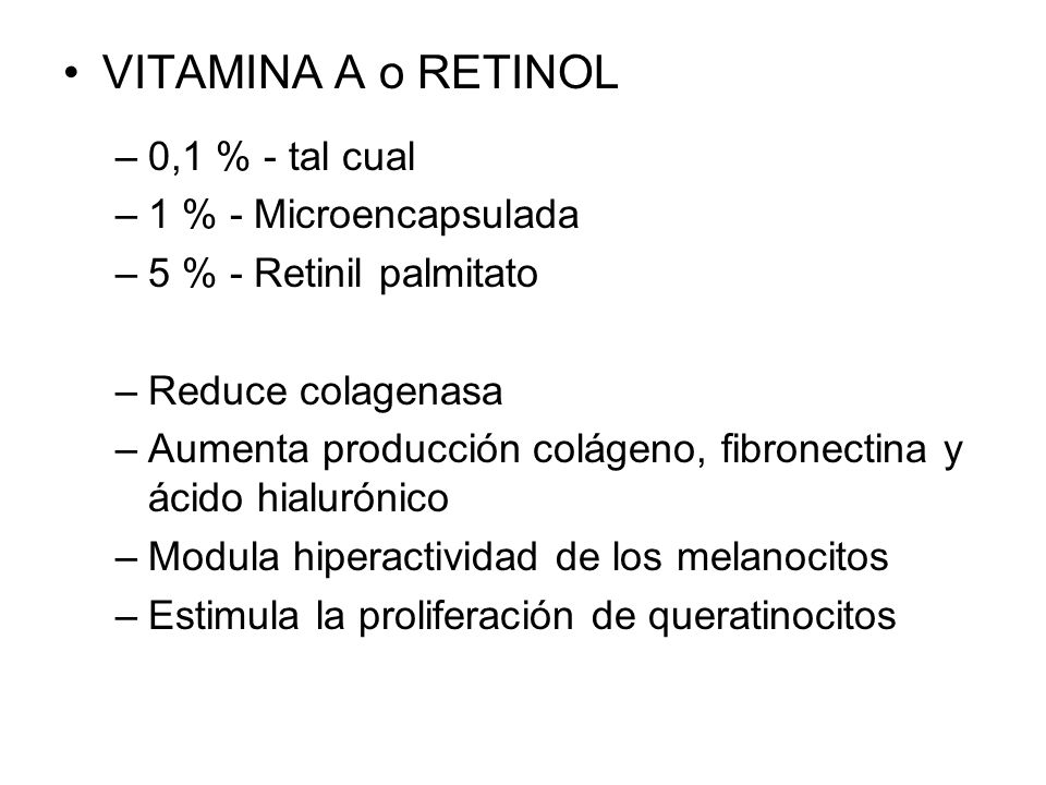 VITAMINA A o RETINOL 0,1 % - tal cual 1 % - Microencapsulada