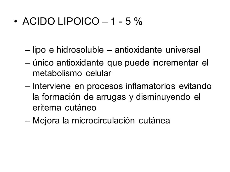 ACIDO LIPOICO – % lipo e hidrosoluble – antioxidante universal