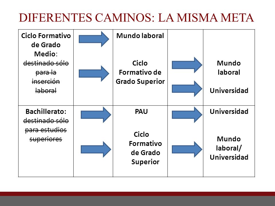 DIFERENTES CAMINOS: LA MISMA META