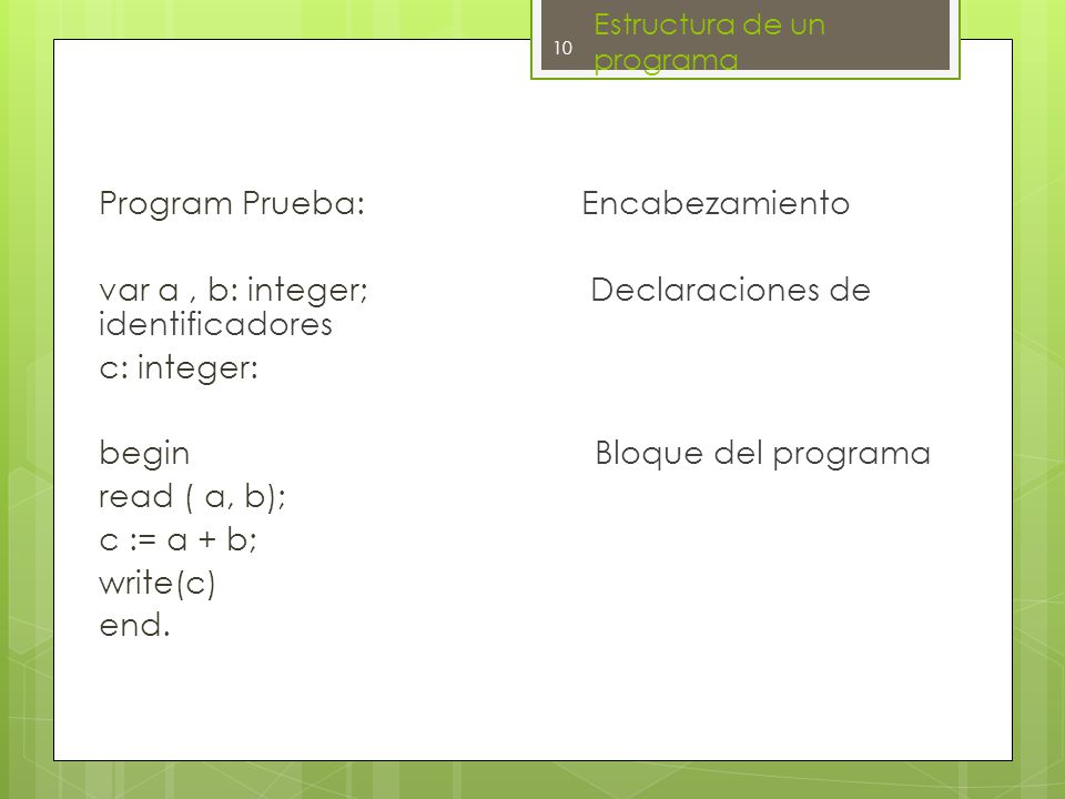 Estructura de un programa