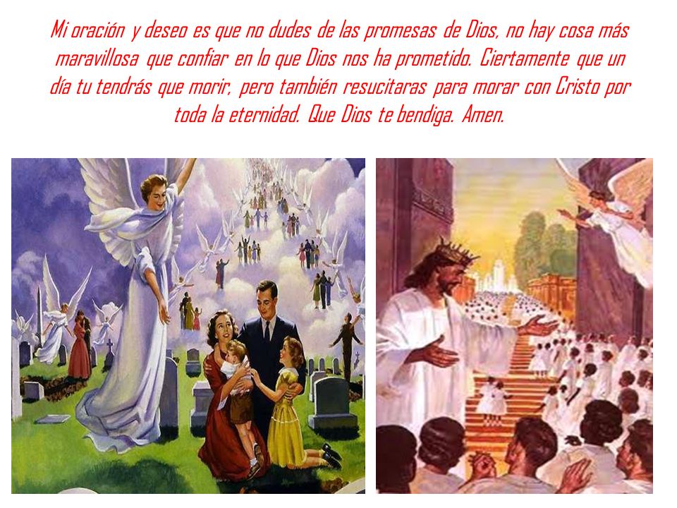 Mi oración y deseo es que no dudes de las promesas de Dios, no hay cosa más maravillosa que confiar en lo que Dios nos ha prometido.