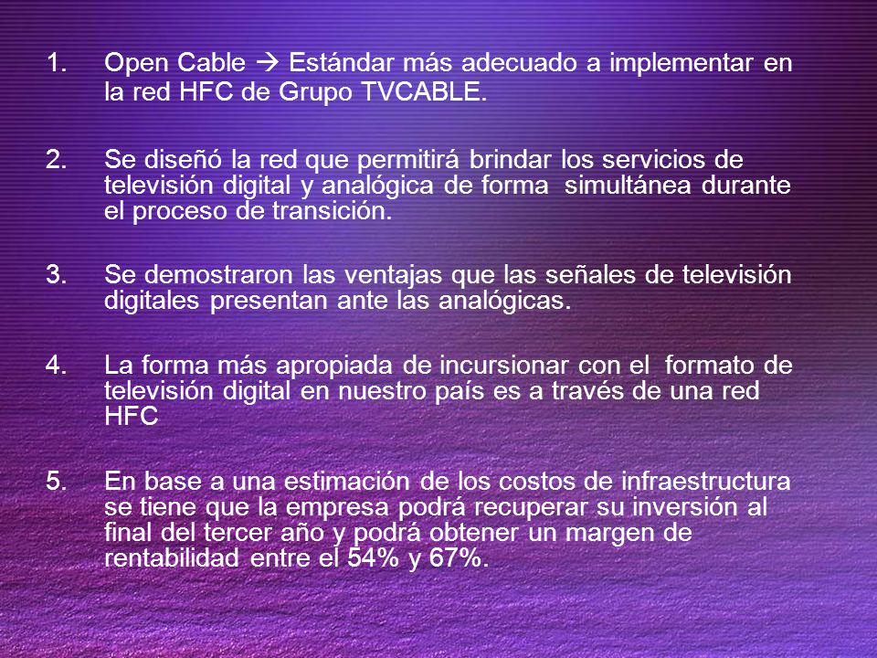Open Cable  Estándar más adecuado a implementar en la red HFC de Grupo TVCABLE.