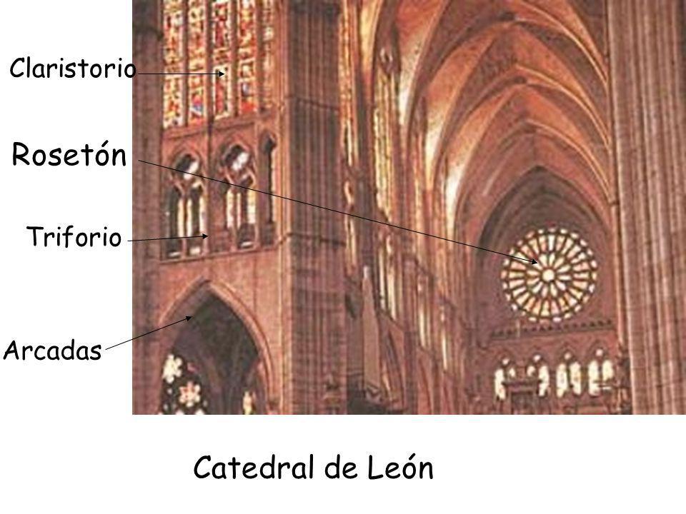 Claristorio Rosetón Triforio Arcadas Catedral de León