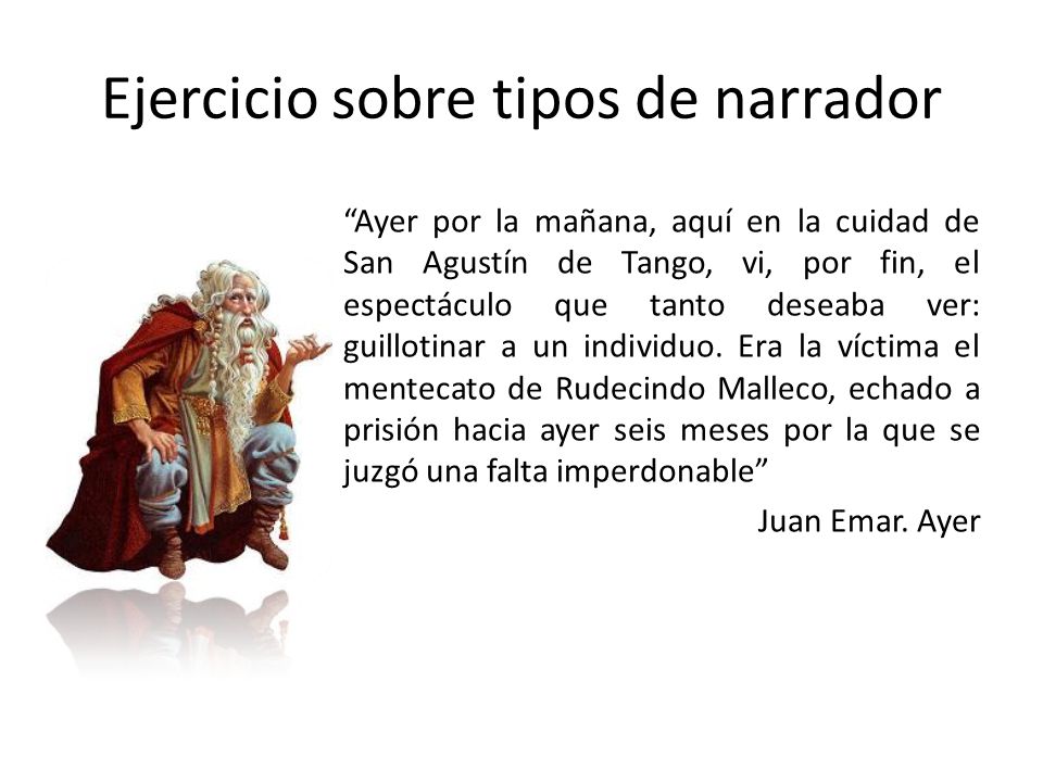Ejercicio sobre tipos de narrador