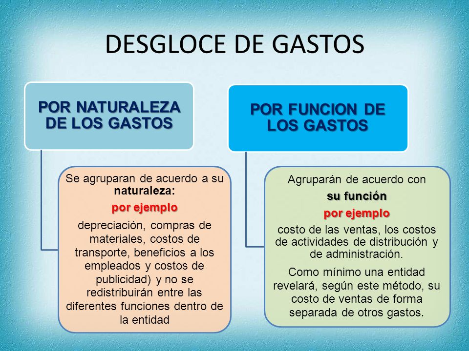 POR NATURALEZA DE LOS GASTOS POR FUNCION DE LOS GASTOS