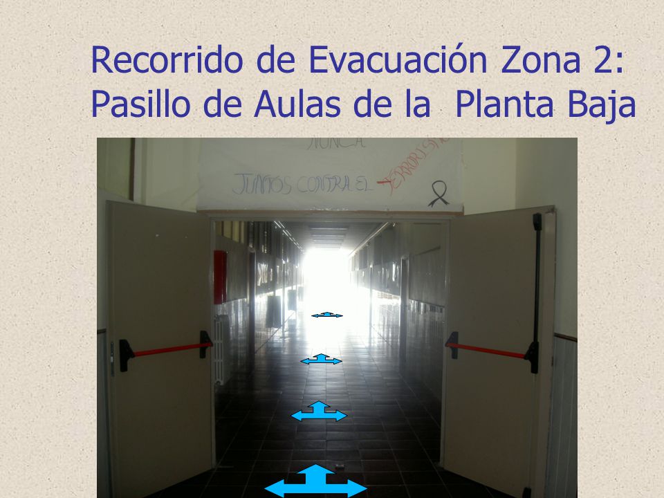 Recorrido de Evacuación Zona 2: Pasillo de Aulas de la Planta Baja