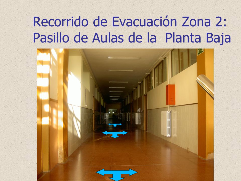 Recorrido de Evacuación Zona 2: Pasillo de Aulas de la Planta Baja