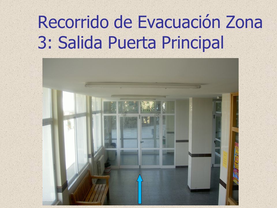 Recorrido de Evacuación Zona 3: Salida Puerta Principal