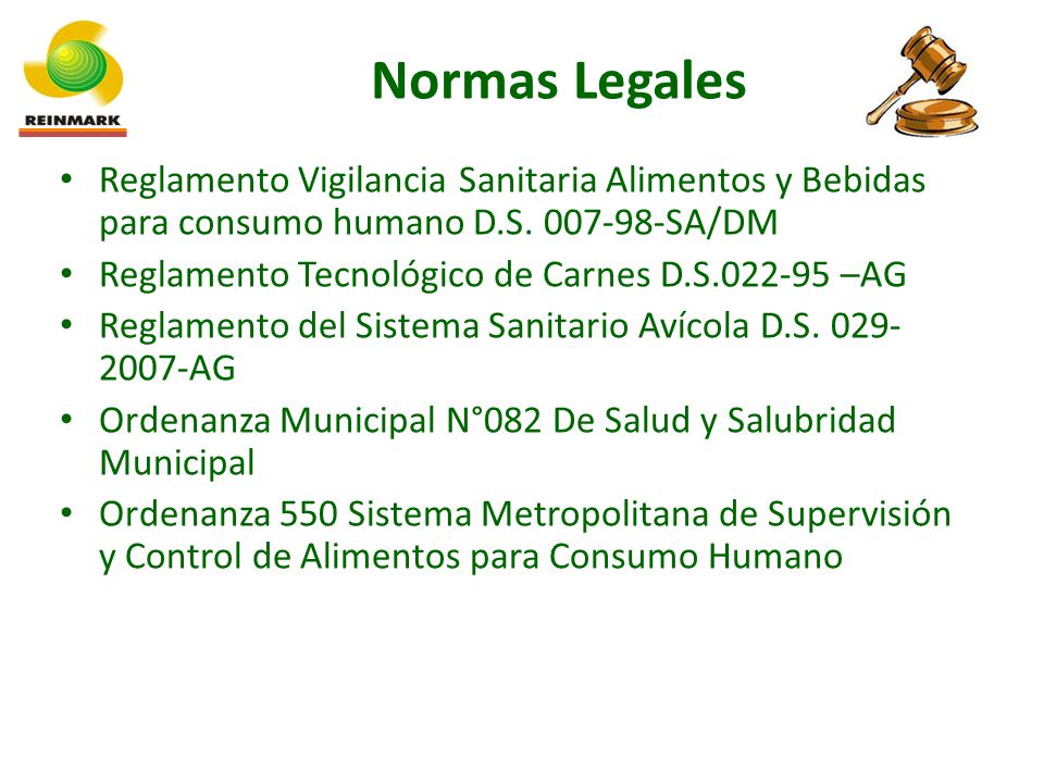 Normas Legales Reglamento Vigilancia Sanitaria Alimentos y Bebidas para consumo humano D.S SA/DM.