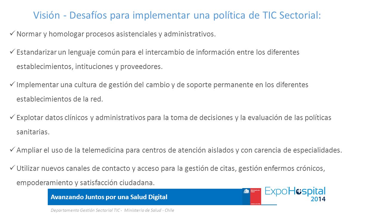 Visión - Desafíos para implementar una política de TIC Sectorial: