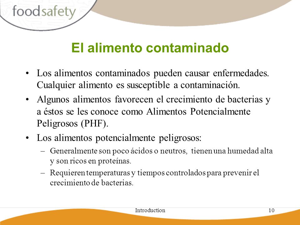 El alimento contaminado