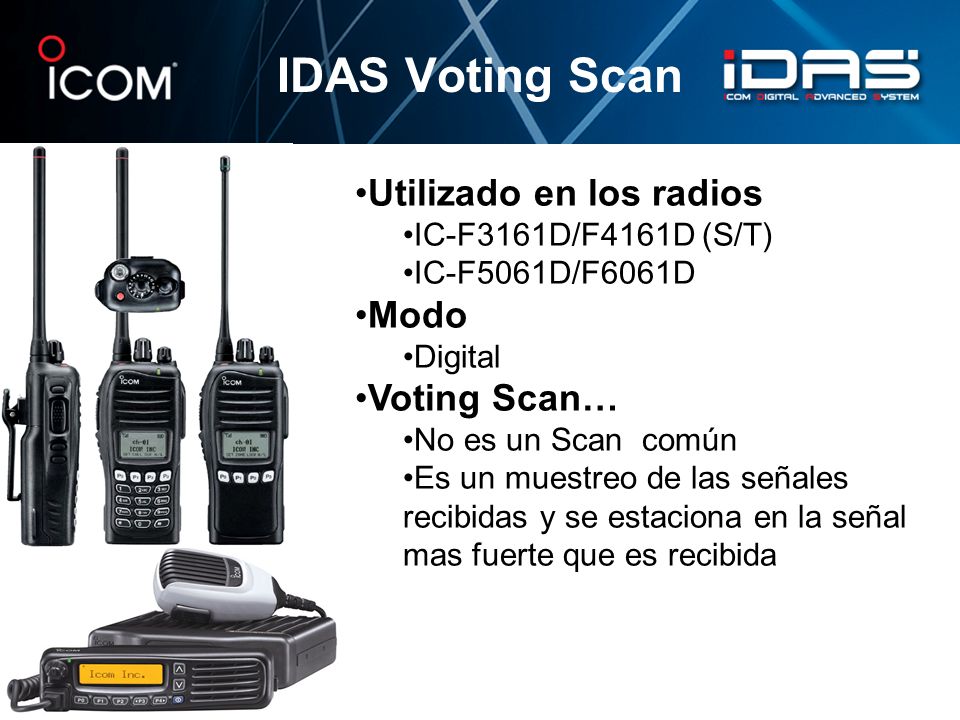 IDAS Voting Scan Utilizado en los radios Modo Voting Scan…