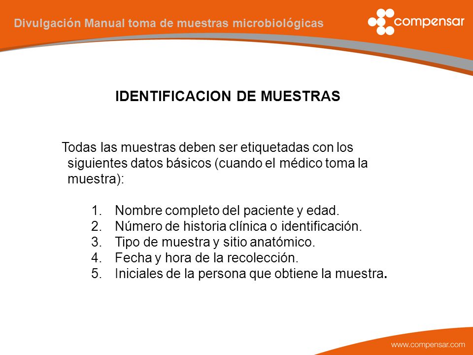 IDENTIFICACION DE MUESTRAS