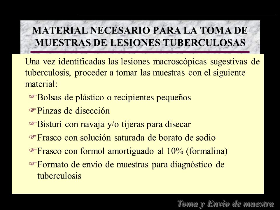 MATERIAL NECESARIO PARA LA TOMA DE MUESTRAS DE LESIONES TUBERCULOSAS