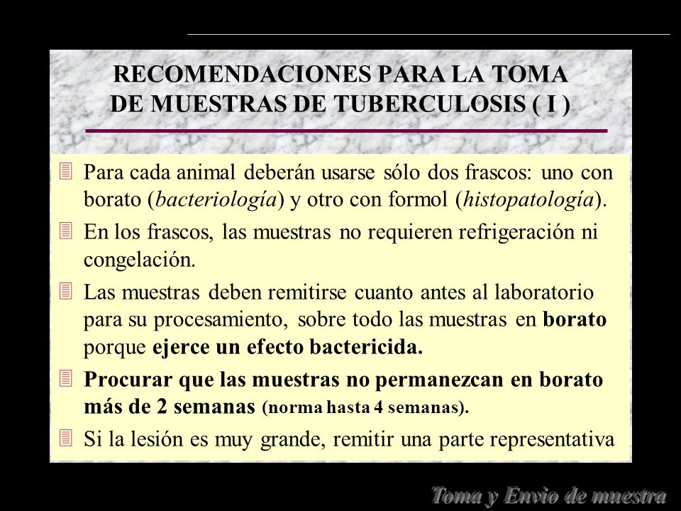RECOMENDACIONES PARA LA TOMA DE MUESTRAS DE TUBERCULOSIS ( I )