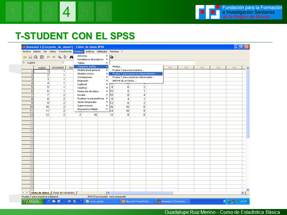 4 IV T-STUDENT CON EL SPSS