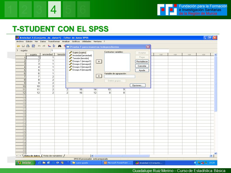 4 IV T-STUDENT CON EL SPSS
