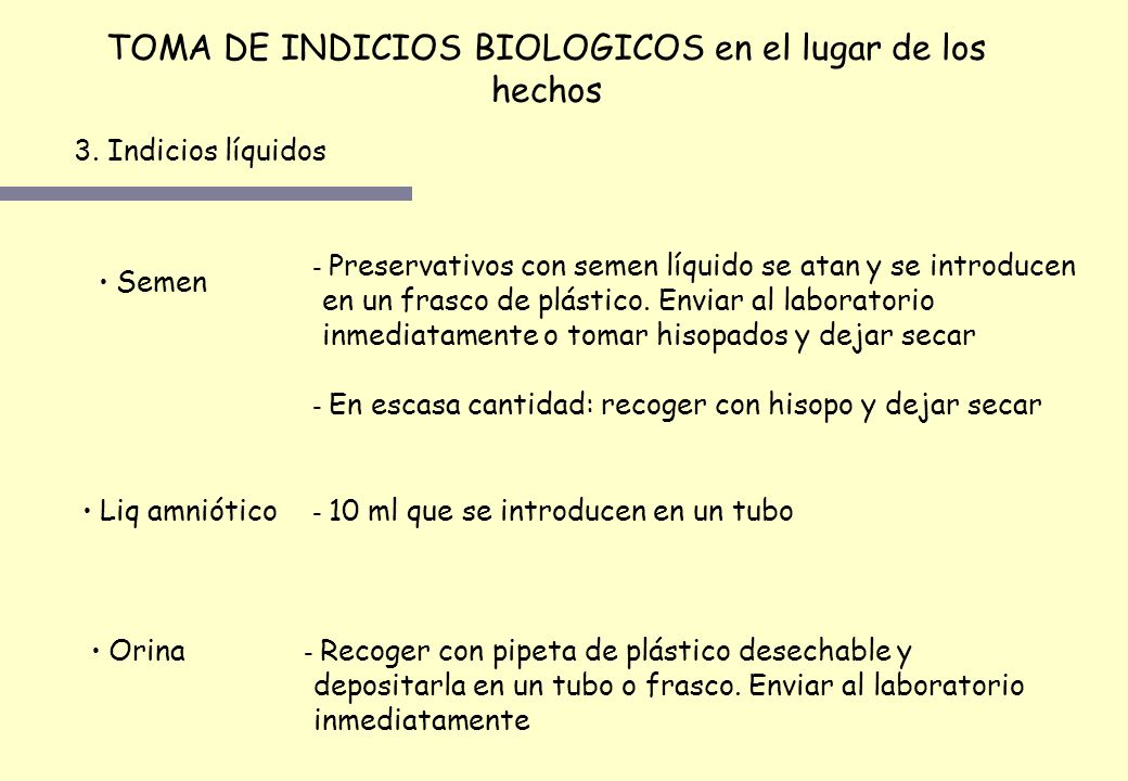TOMA DE INDICIOS BIOLOGICOS en el lugar de los hechos