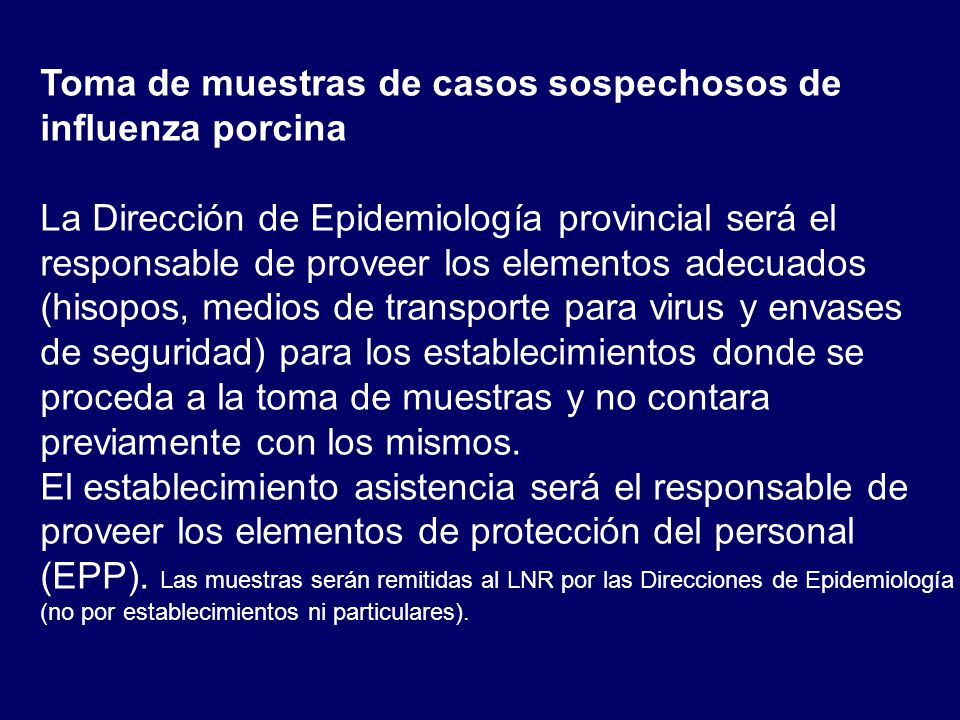 Toma de muestras de casos sospechosos de influenza porcina
