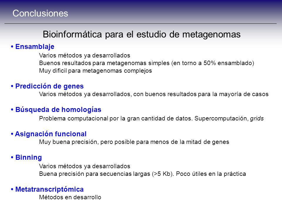 Bioinformática para el estudio de metagenomas
