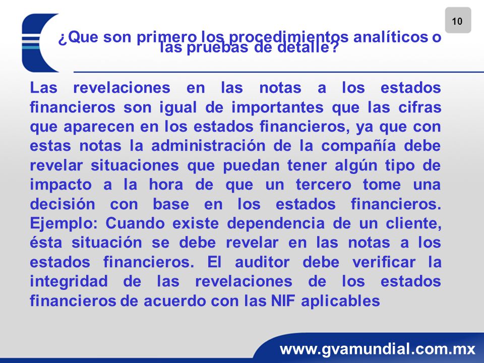 ¿Que son primero los procedimientos analíticos o las pruebas de detalle