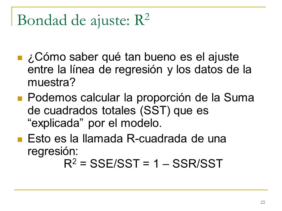 Bondad de ajuste: R2 ¿Cómo saber qué tan bueno es el ajuste entre la línea de regresión y los datos de la muestra