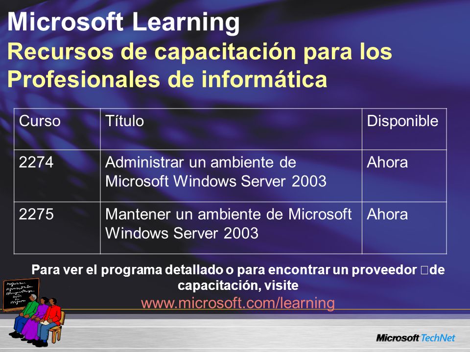 Microsoft Learning Recursos de capacitación para los Profesionales de informática