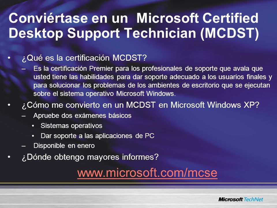 Conviértase en un Microsoft Certified Desktop Support Technician (MCDST)