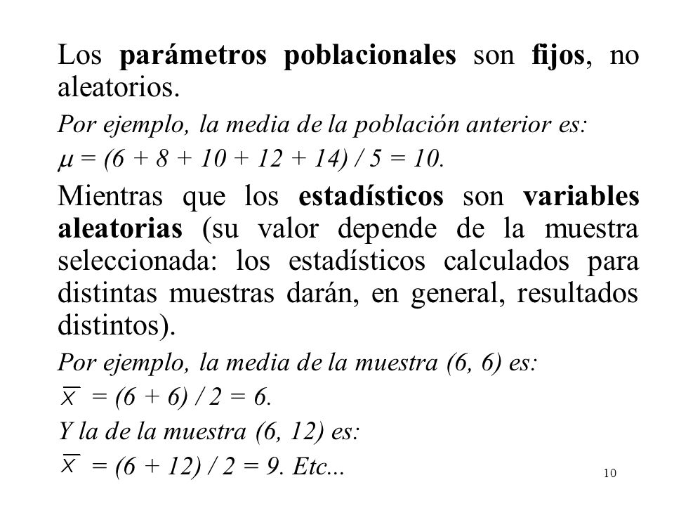 Los parámetros poblacionales son fijos, no aleatorios.