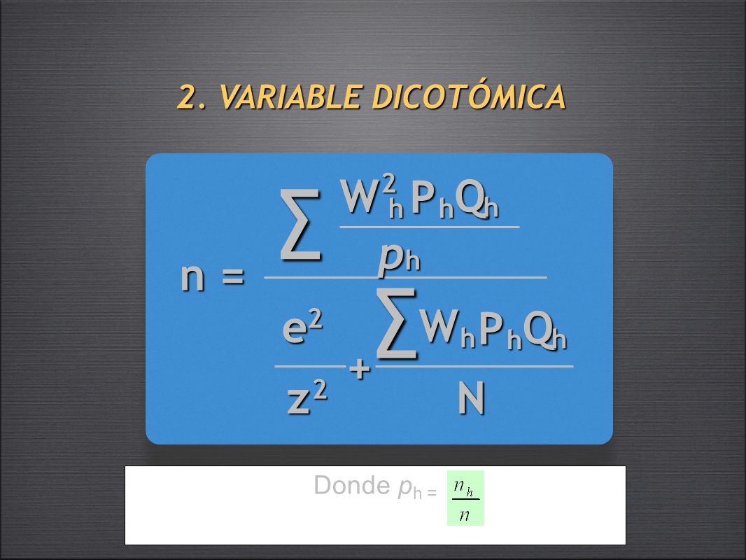 ∑ ∑ W P Q p n = e W P Q + z N 2. VARIABLE DICOTÓMICA 2 h h h h 2 h h h
