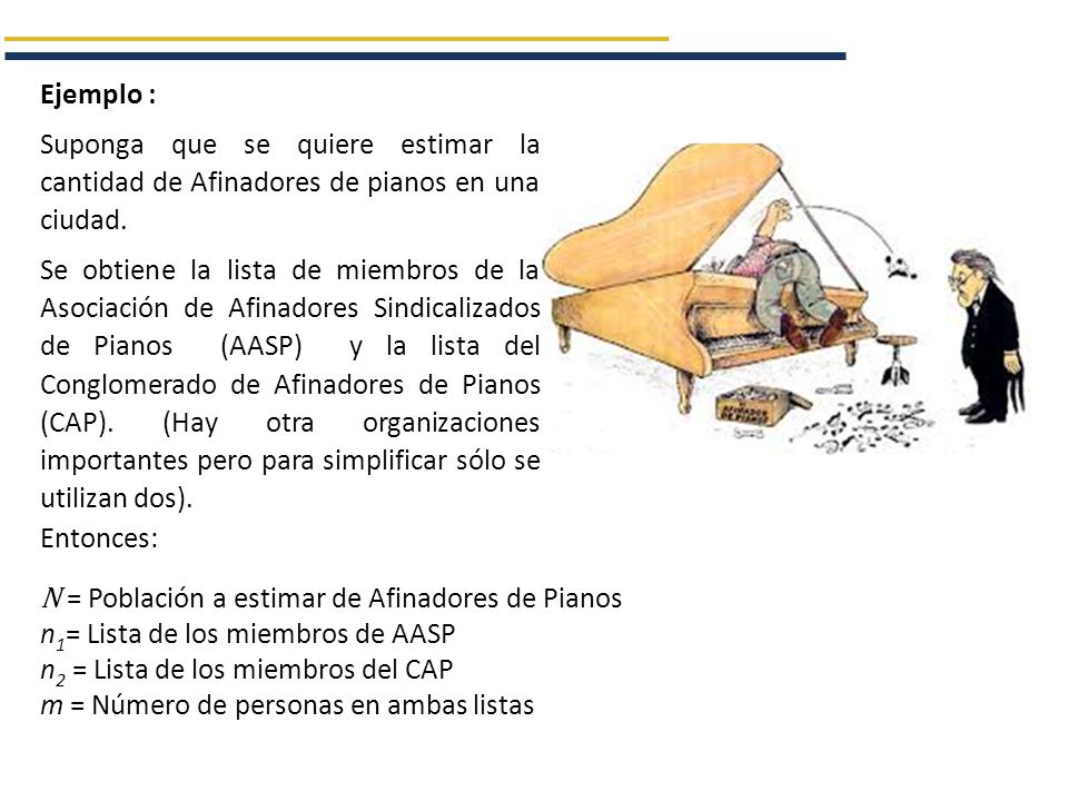 Ejemplo : Suponga que se quiere estimar la cantidad de Afinadores de pianos en una ciudad.