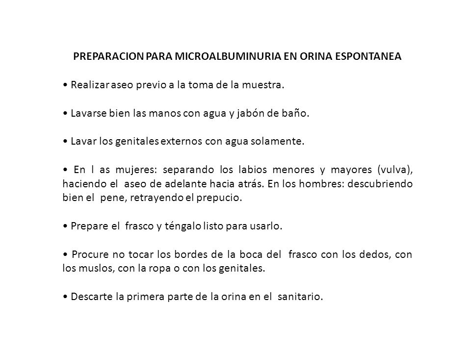 PREPARACION PARA MICROALBUMINURIA EN ORINA ESPONTANEA