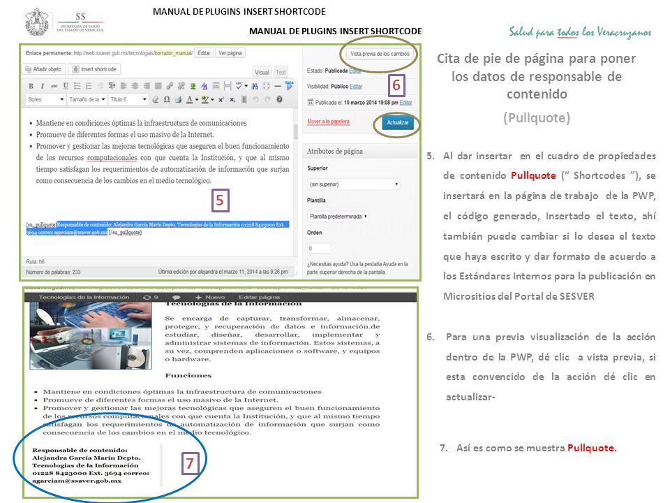 Cita de pie de página para poner los datos de responsable de contenido