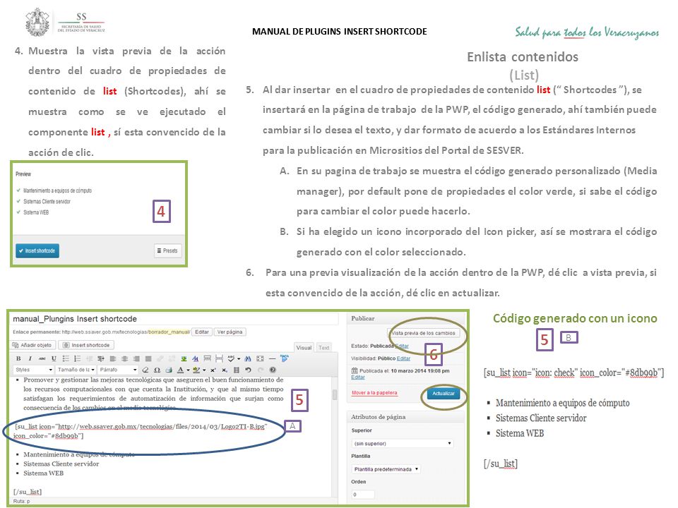 Enlista contenidos (List) Código generado con un icono