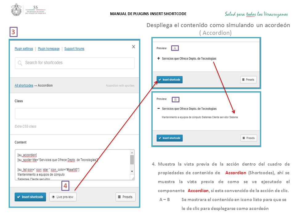 Despliega el contenido como simulando un acordeón