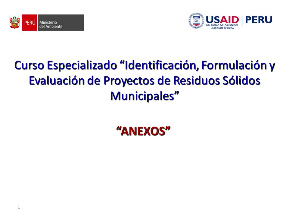 Curso Especializado Identificación, Formulación y Evaluación de Proyectos de Residuos Sólidos Municipales